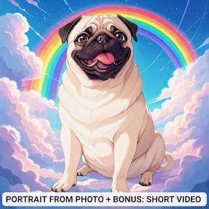 Custom Anime Pet Portrait from Photo, Dog Memorial Gift, Personalized Pet Art Commission