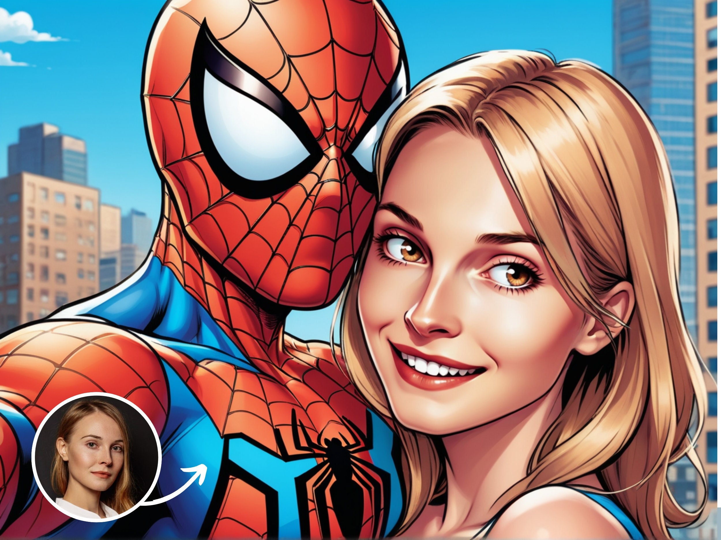 Fan Art Commission - Selfie with any Character or Celeb- Digital Comic style Drawing, Unique Gift Idea