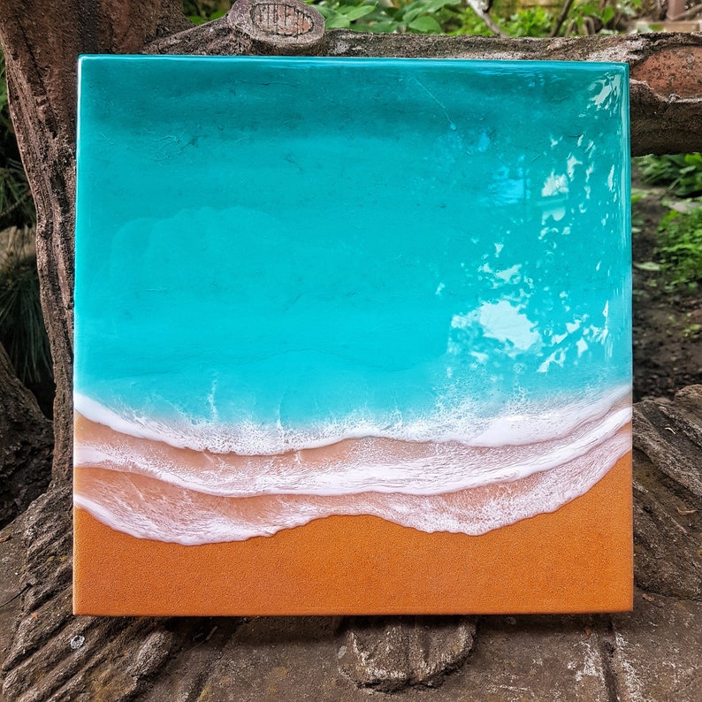 12x12 Resin Painting Beach Resin Art Seascape Etsy