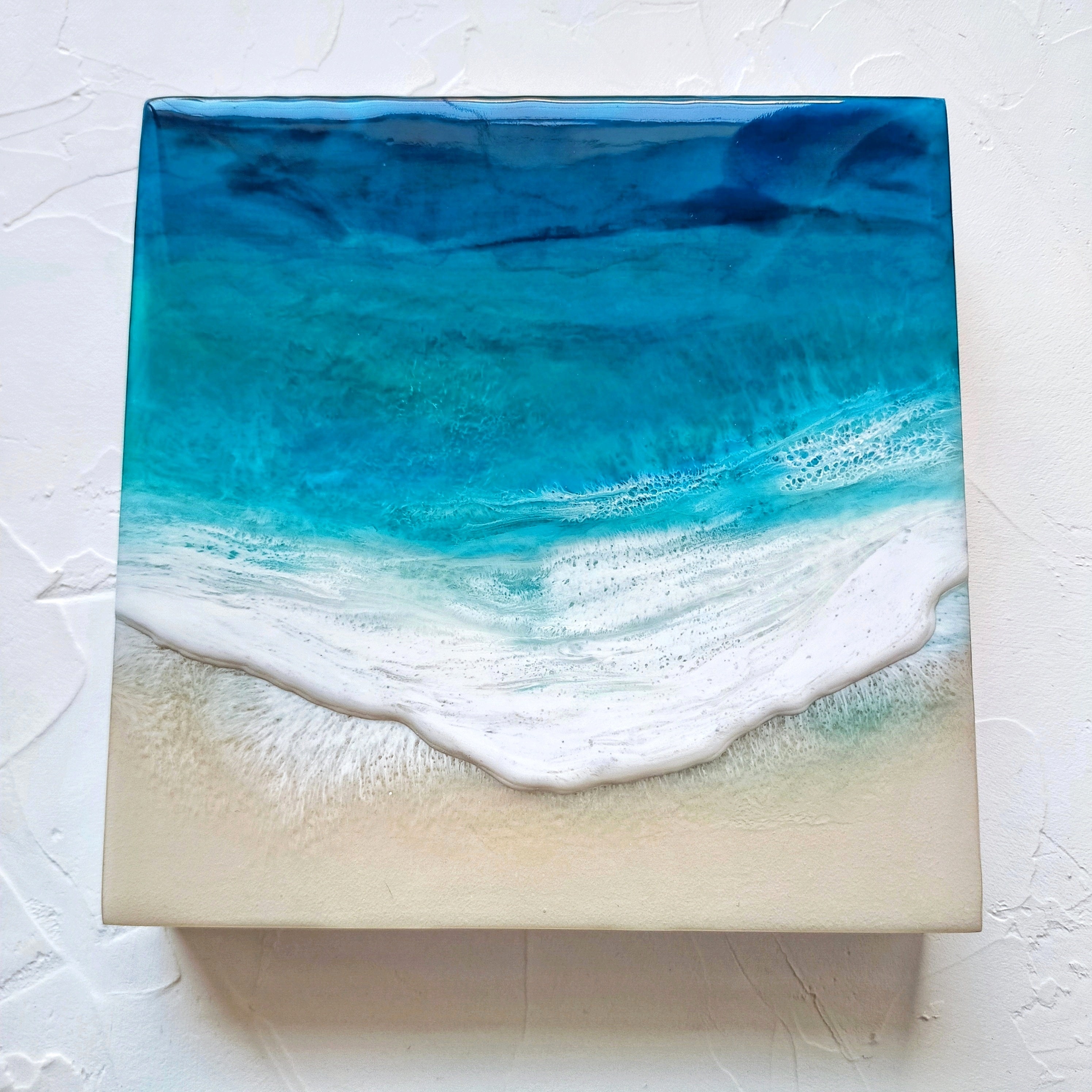 Mini resin beach art 7.5 x 7.5 Resin painting Coastal Etsy