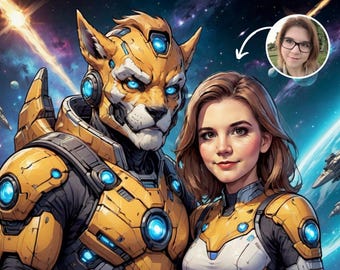 Fan Art Commission - Selfie with any Character or Celeb- Digital Comic style Drawing, Unique Gift Idea for men, him, boyfriend, Halloween
