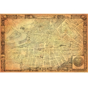 CARTOGRAPHIE DE CUSCO - Carte dessinée à la main de Cusco, le cœur de l'empire Inca. La carte montre Cusco très détaillée.