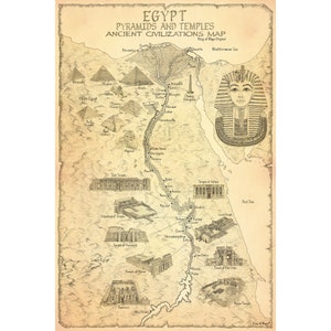 PYRAMIDS & TEMPLES of EGYPT - Map of ancient Egyptian temples and Pyramids - Egypt lovers Love this map