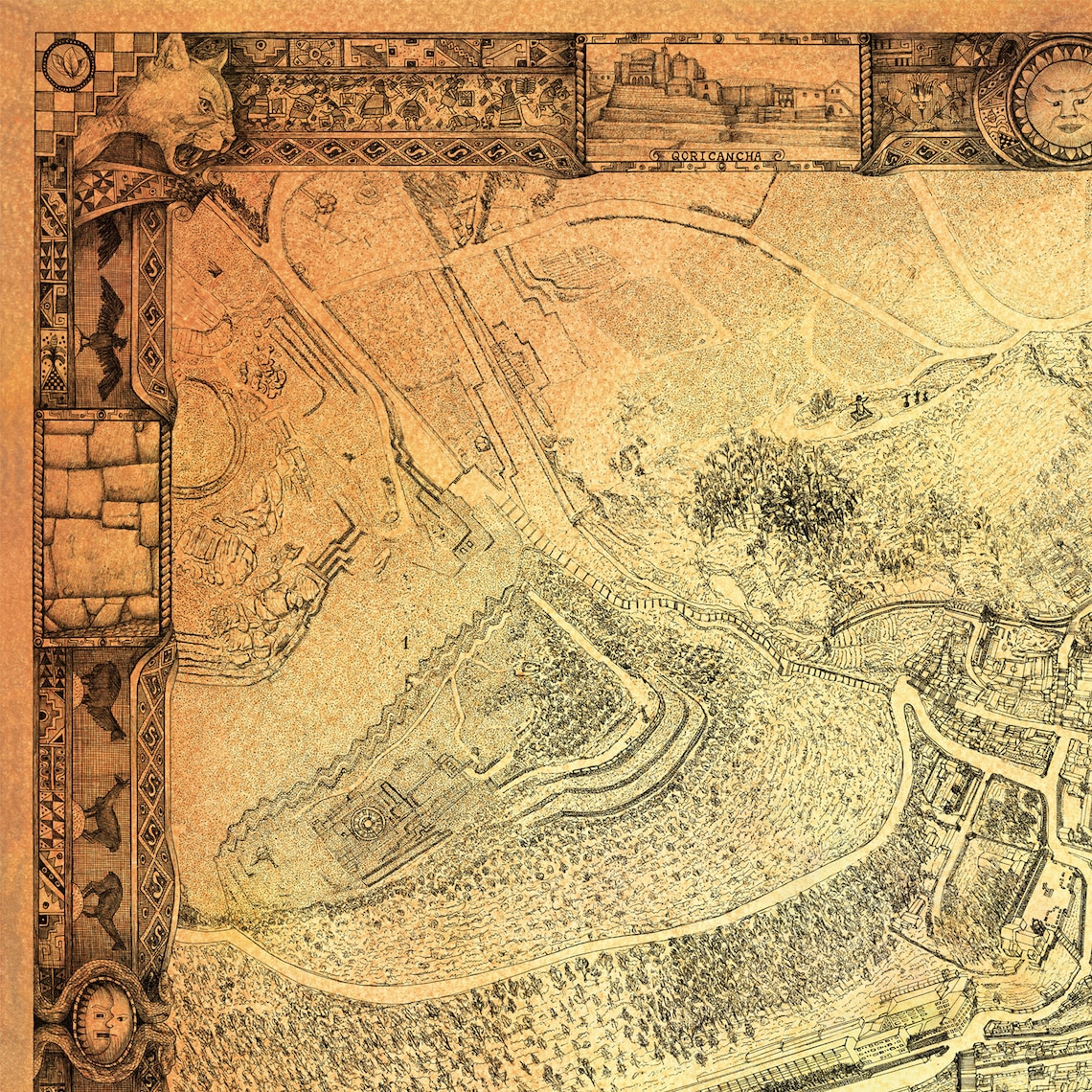 Cusco Map Hand drawn map of Cusco the heart of the Inca  Etsy