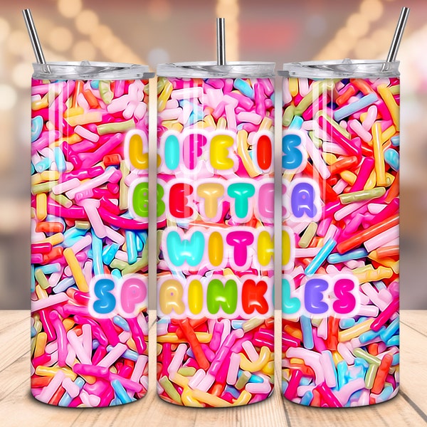 Life is better with sprinkles,Ice cream tumbler,Ice cream design,Donut sprinkles png