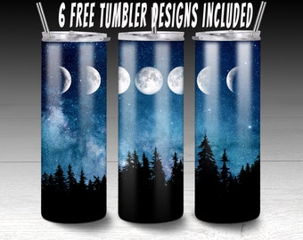 20 oz skinny tumbler design sublimation,Moon phase tumbler,Moon tumbler png,Lunar png,Lunar phases png,Moon png,Full Moon png,Crescent Moon