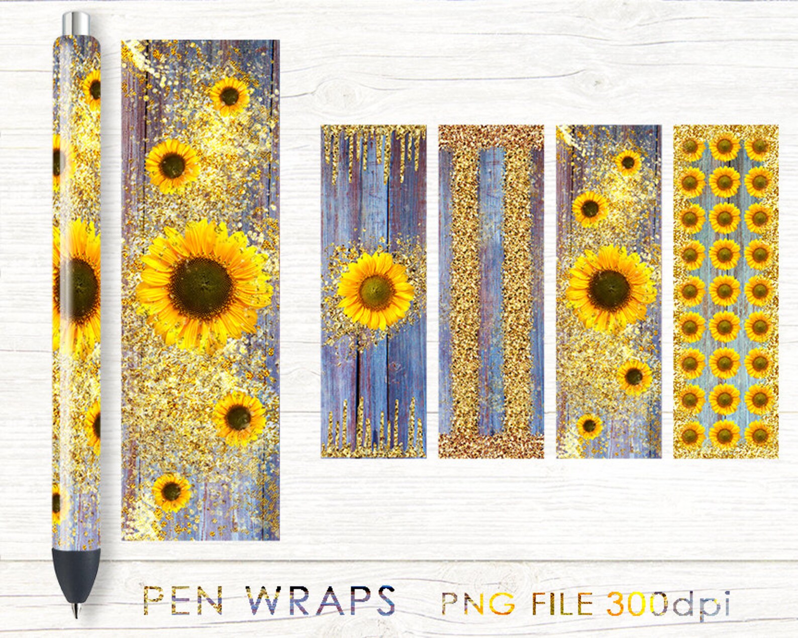 SUNFLOWER Sunflower Pen Wrappen Wrapepoxy Pensflower Pen Etsy