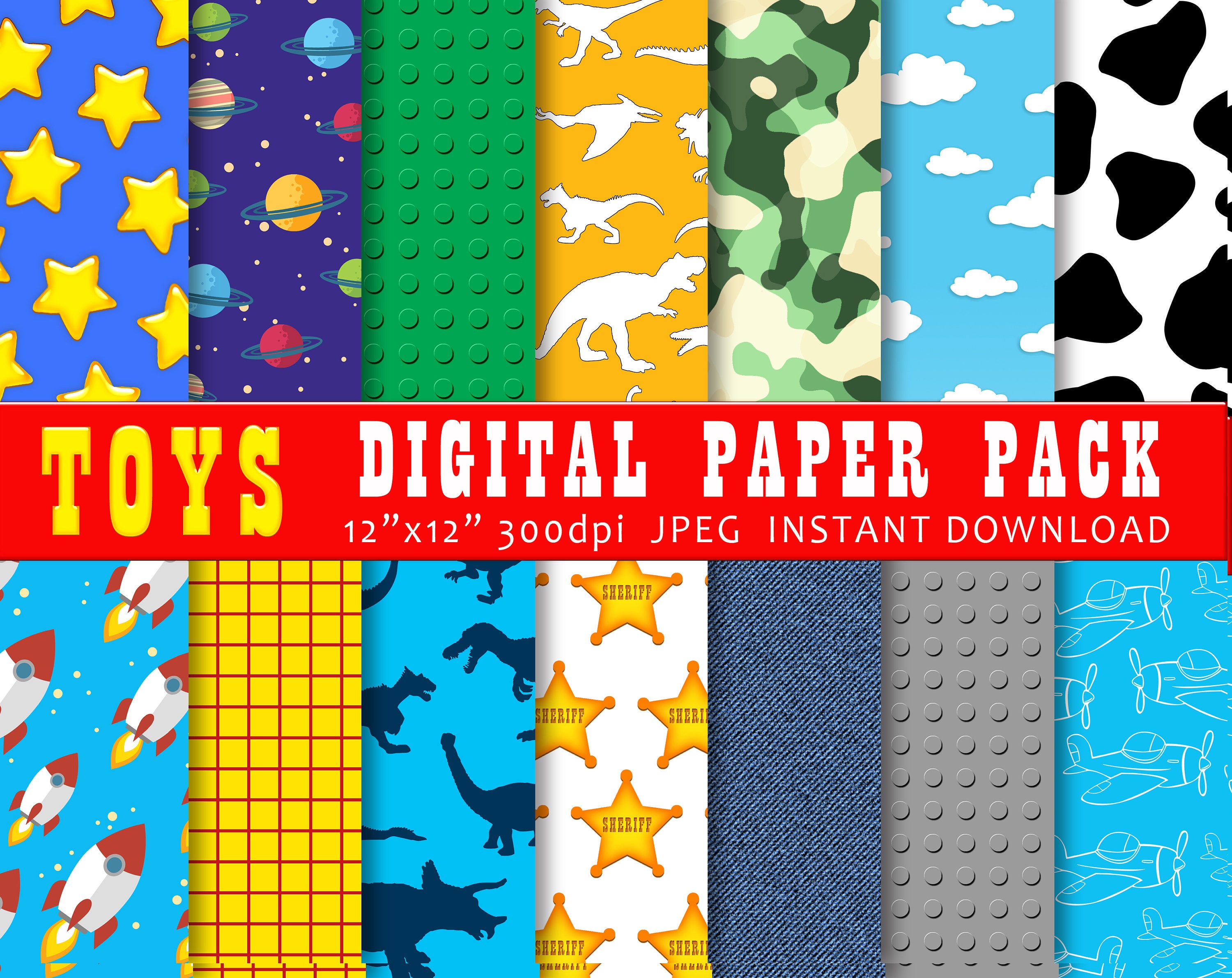 Toys digital paper pack /Toy Story Inspired Pattern Etsy
