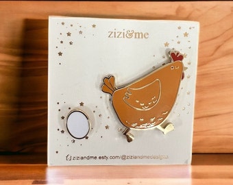 Chicken and egg enamel pin set kawaii