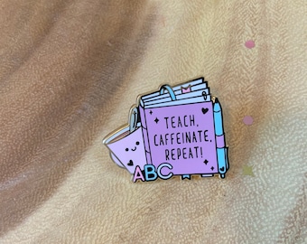 Pretty pastel kawaii teachers planner enamel pin is a perfect appreciation gift! A planner full of teaching ideas and a hot beverage!