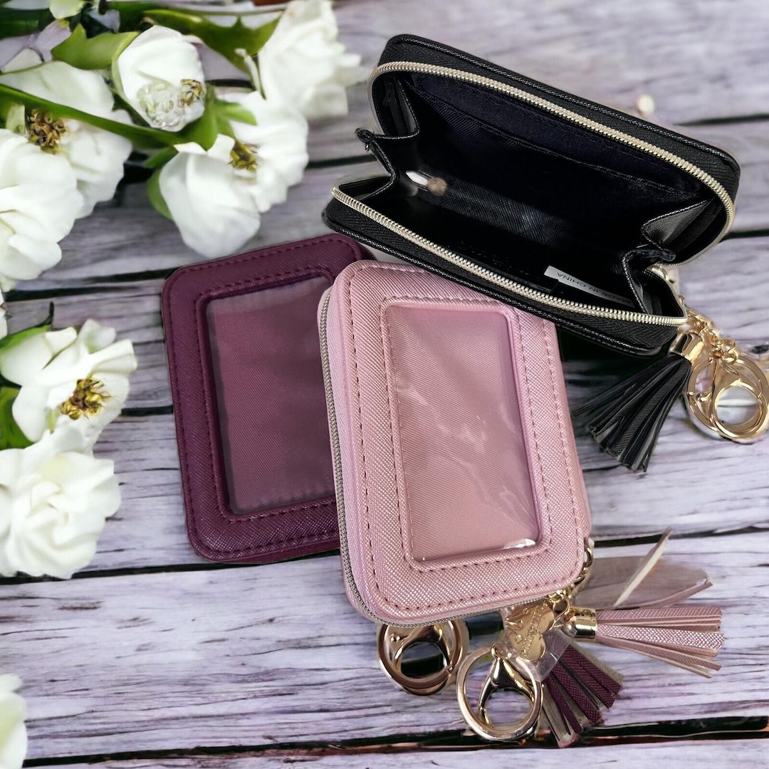 ◇LE MASQUE◇ Daisy keyring coin zipper card wallet pouch (4 Daisy Keyring Coin Zipper Card Wallet Pouch Black - LE