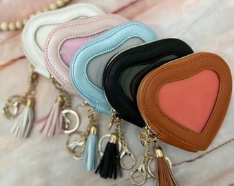 Heart shaped Ita coin keychain pouch, display pins and store your small items!