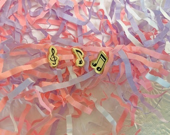 Gold Plated Musical Notes Enamel Pins (Set of 3) – 0.5" Mini Pins