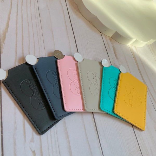 Sleek little compact pocket mirror with vegan leather protective travel pouch, sweet and useful mini gift!