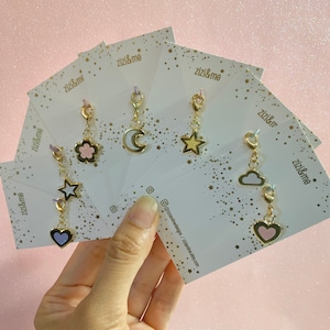 Mini gold plated glitter star planner & zipper charm with a lobster clasp, so tiny! Perfect for planners pencil cases backpacks