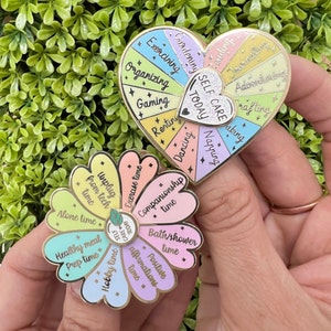 Spinning Flower Wheel Interactive Pin With Self Care Today Ideas - Etsy