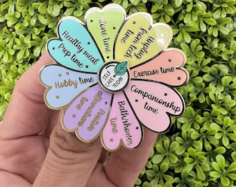 Spinning flower wheel interactive Pin with self care today ideas