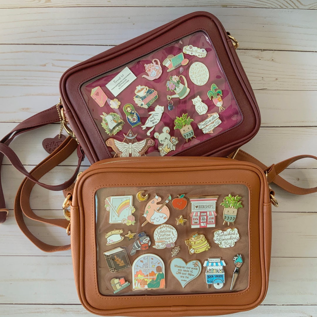 Multi-Color Ita Crossbody Bag and Multi-Color Insert, Ita Messenger Bag,  Window Bag, Pin Purse, Pin Display Bag, Ita Bags, Pin Trading Bag, Itabag,  Shoulder Ita Bag. 