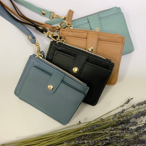 Portefeuille compact en cuir végétalien avec attache pour bracelet - Collection Hollingworth