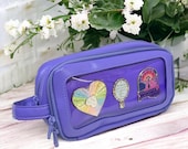 ITA Vegan Leather Pencil Pouch and Cosmetic Case W Clear Vinyl