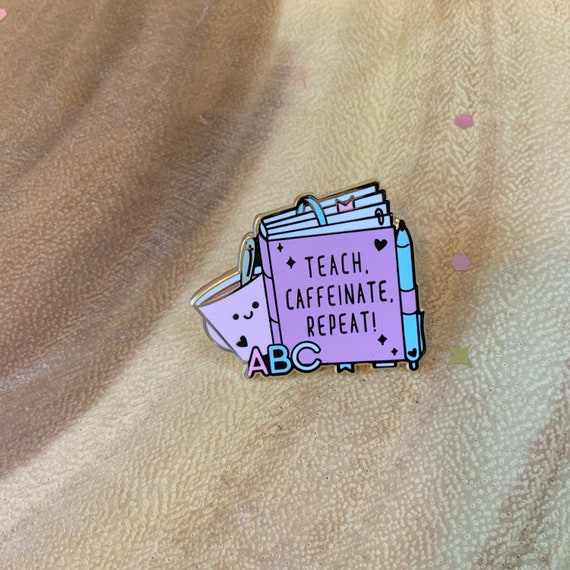 Pretty pastel kawaii teachers planner enamel pin is a perfect appreciation gift! A planner full of teaching ideas and a hot beverage!