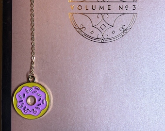Kawaii Donut Bookmark: Gold Metal, Pastel Enamel Charm