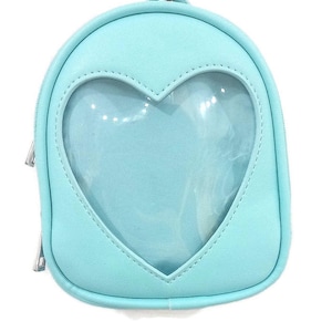 Mini ITA backpack for toddler/kids. Works as a pouch for adults w/insert & window to add pins, attach to bags, belts w/clasp. Vegan leather