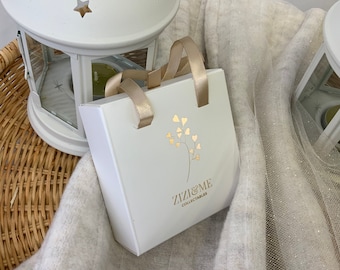 Small ziziandme Gift box - Perfect for gifting pins and small accessories- pull out box with ribbon handles