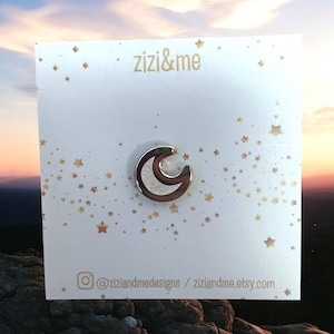 Mini gold-plated moon enamel pin - Glitter pins to light your way!