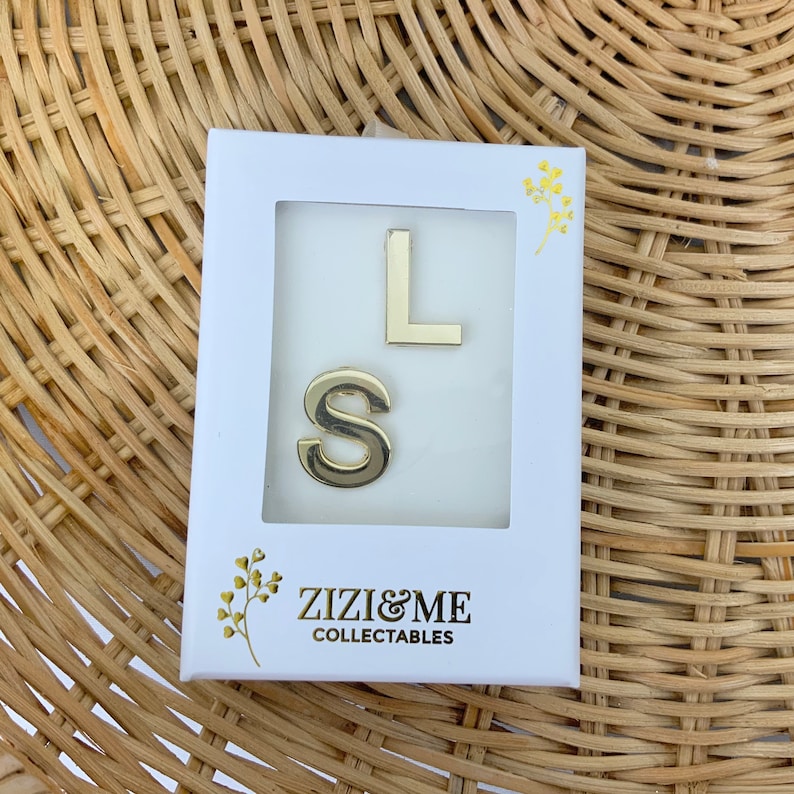 Gold plated letter pins Attach your initials or any phrase you want to customize your bag image 8