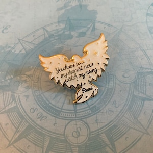 Beautiful 1.25 Inch Phoenix Rising Gold Plated Enamel Pin With Rumi ...