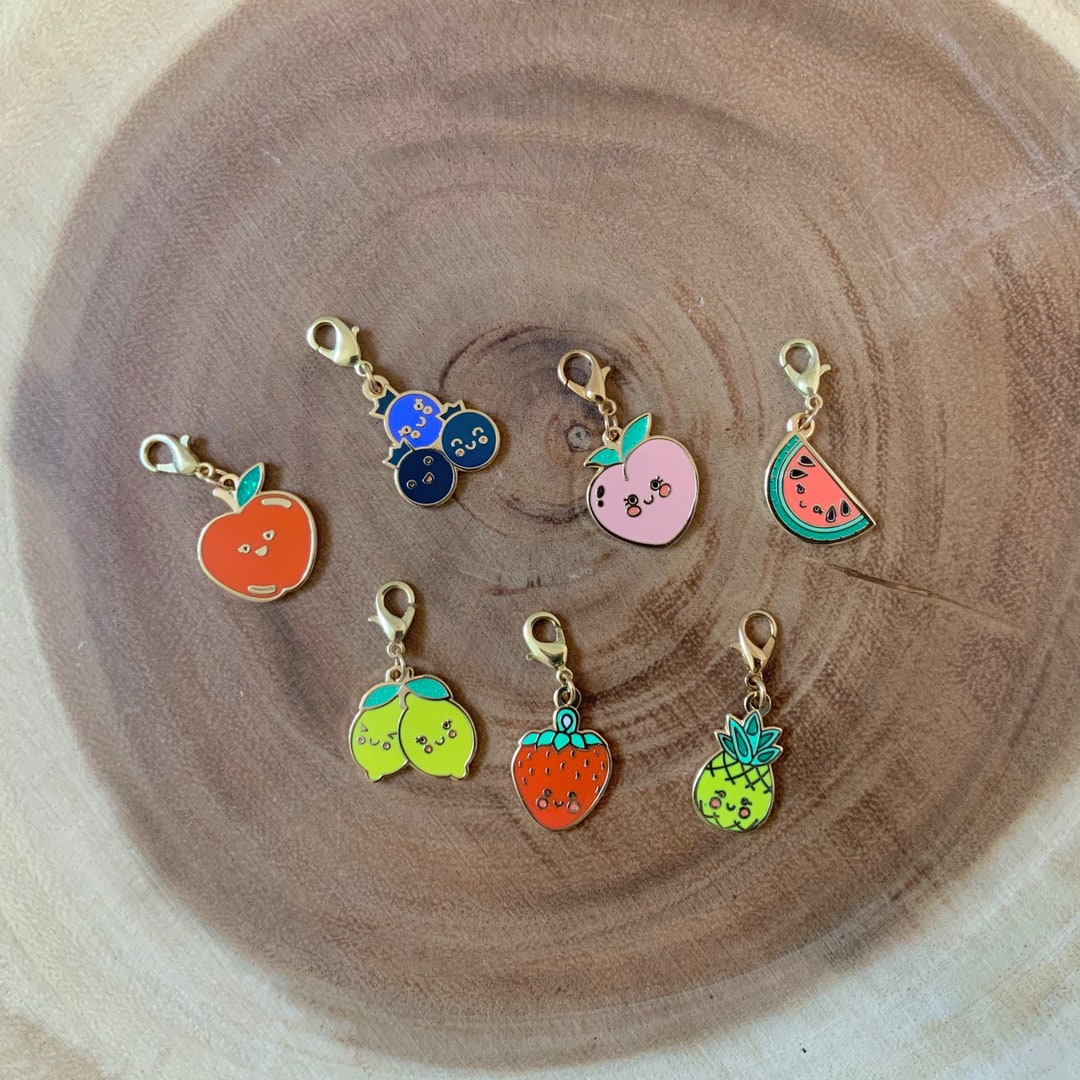Mini Fruit Enamel Charm, Gold Lobster Clasp, Planner Charm - Etsy