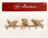 Vintage Brass Bird Key Hook Rack 6 Hooks Farmhouse Style