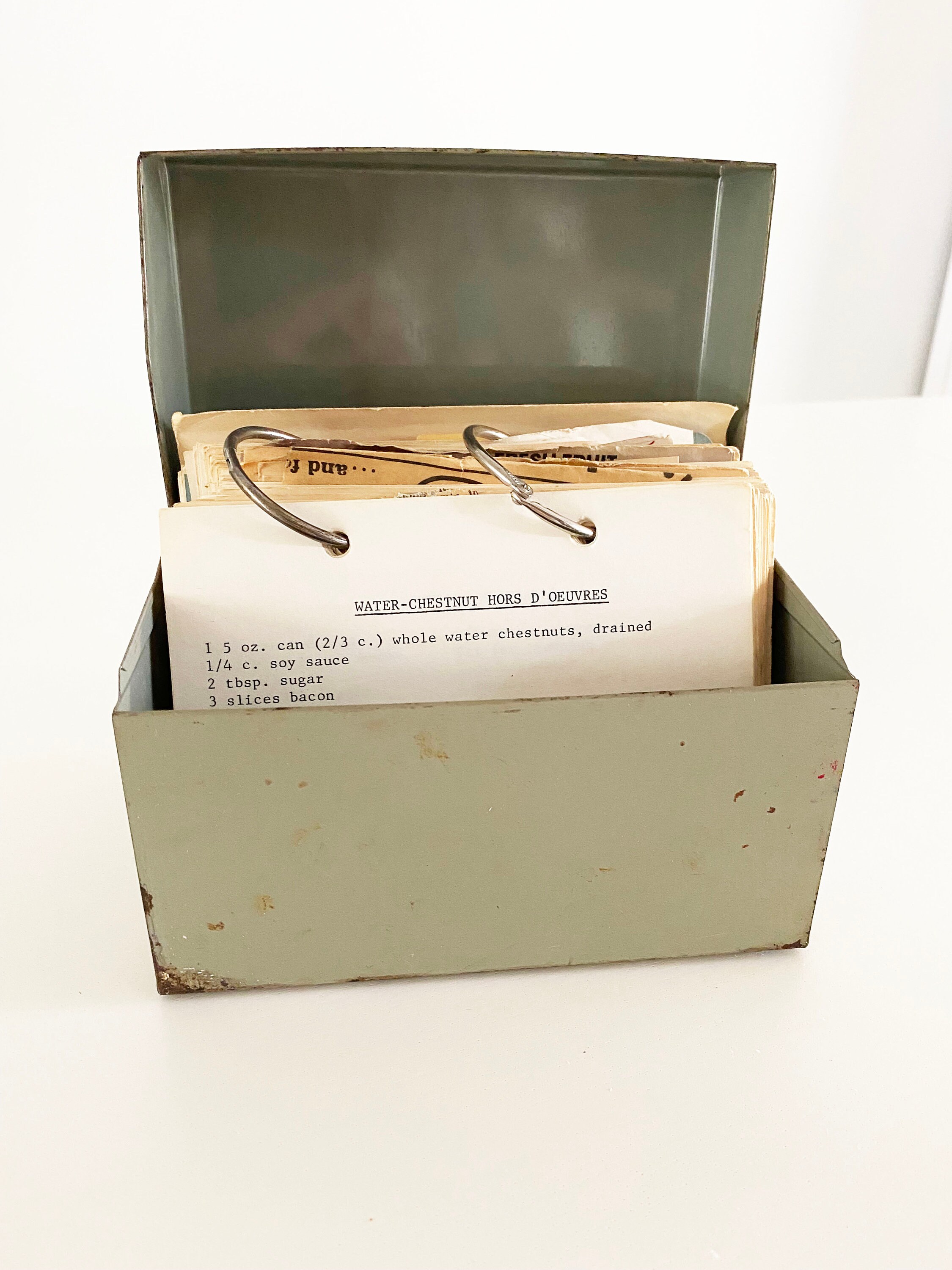 Vintage Metal Index Card Box Recipe Box Filled with Vintage Etsy