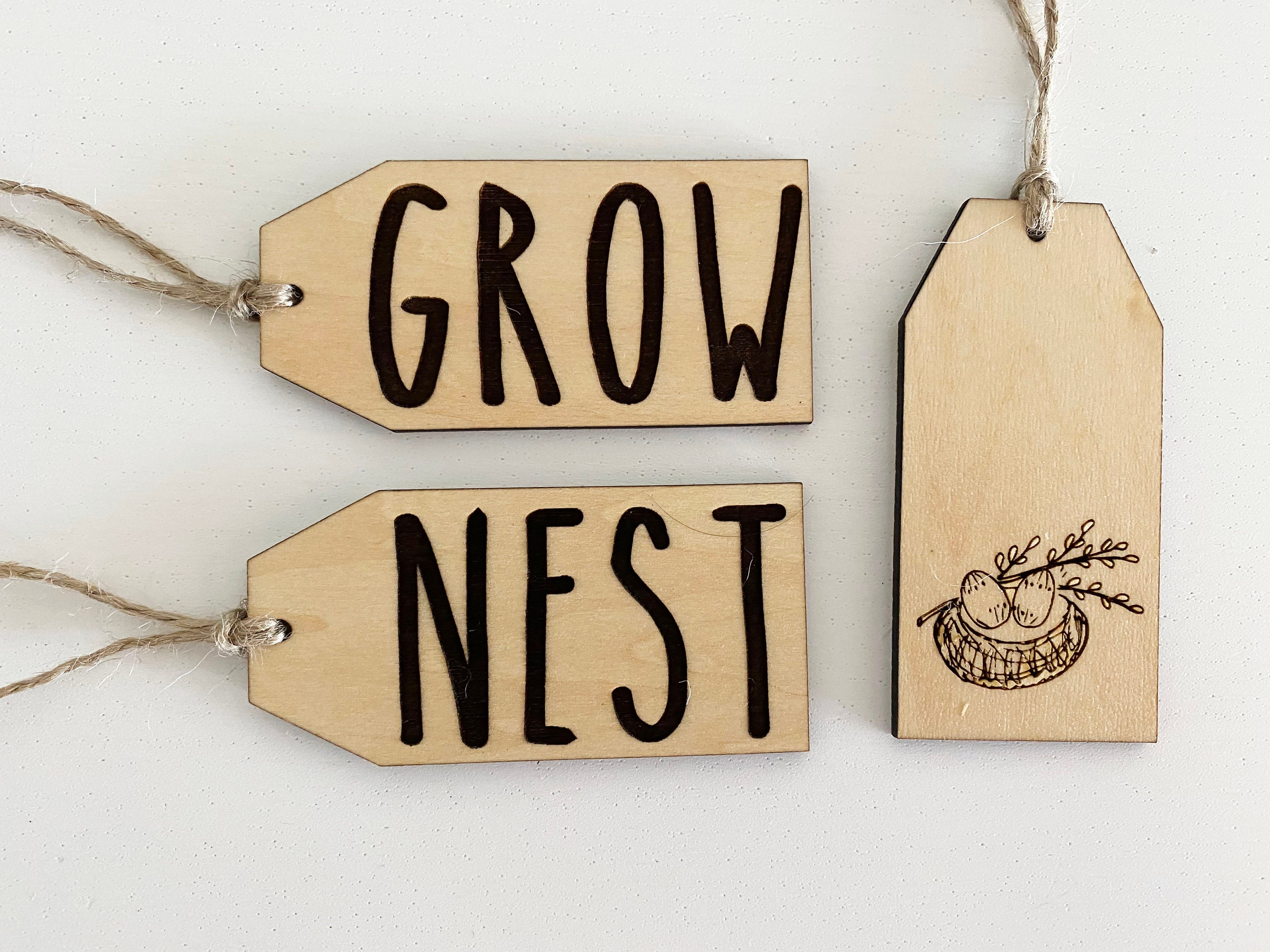 Laser Engraved Farmhouse Wood TagsSpringChoose Your Saying Etsy