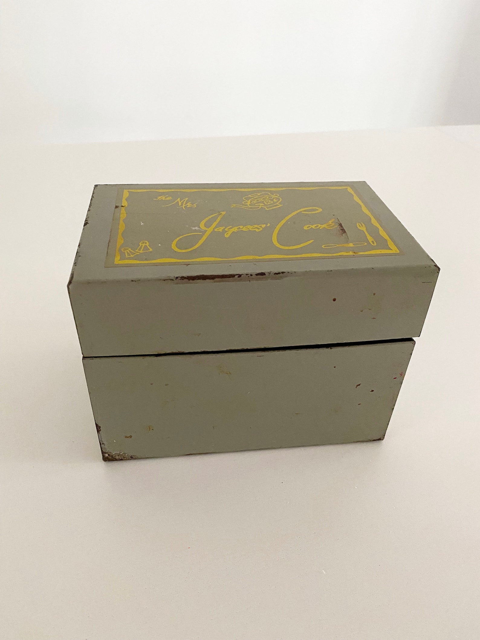 Vintage Metal Index Card Box Recipe Box Filled with Vintage Etsy