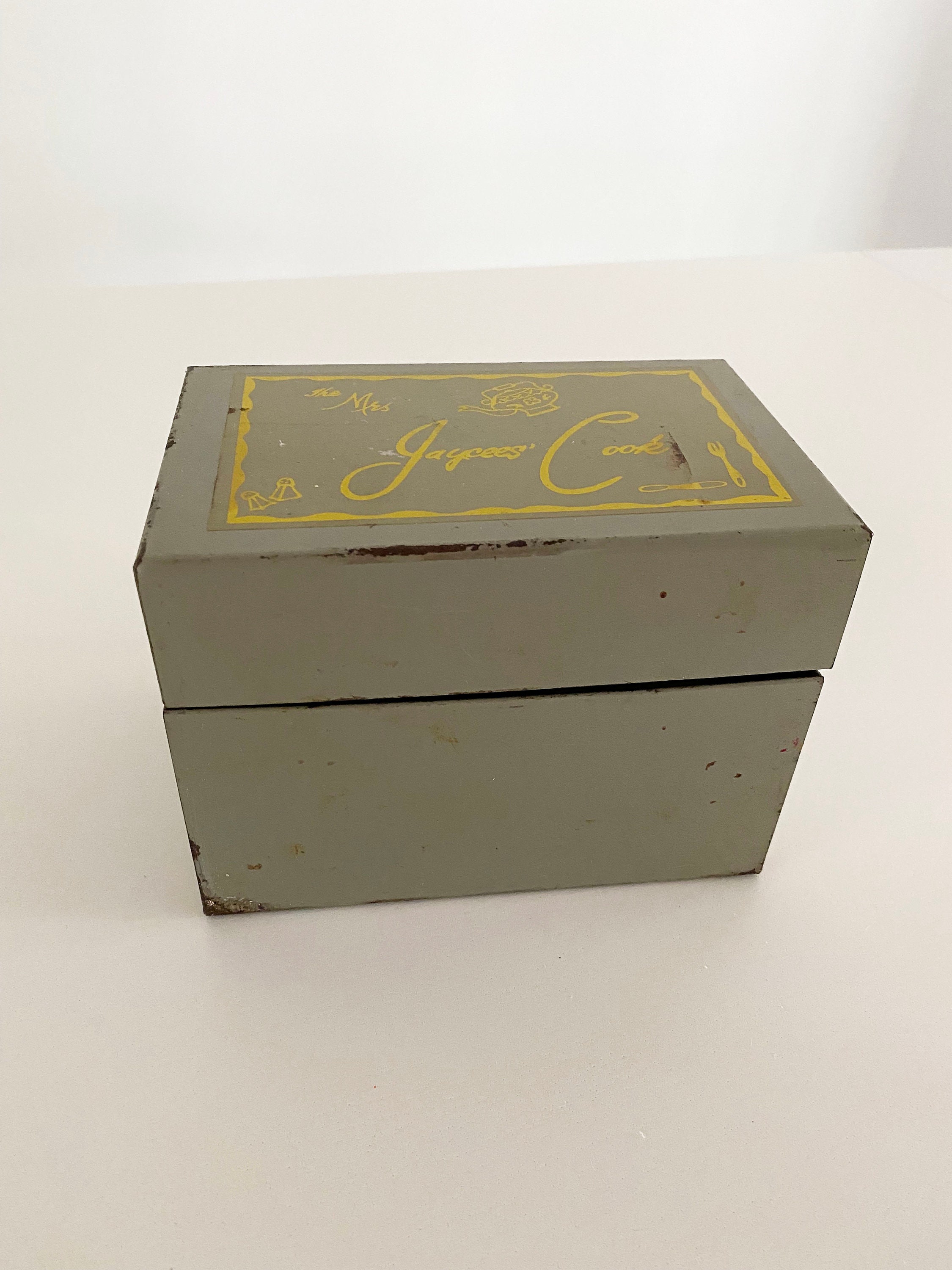 Vintage Metal Index Card Box Recipe Box Filled with Vintage Etsy