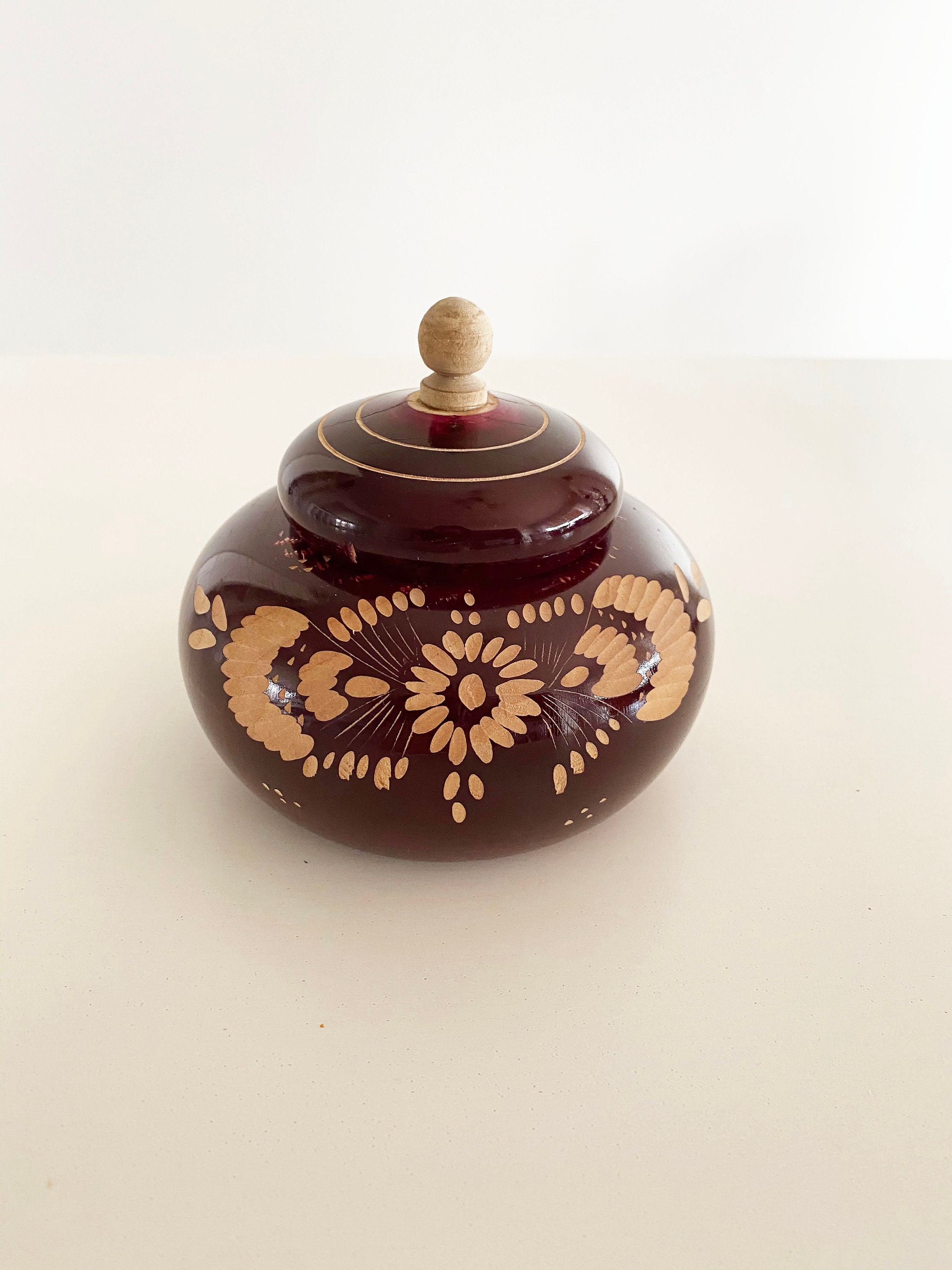 Decorative Wood Jar With Lid Hand Carved Trinket Storage Box Etsy