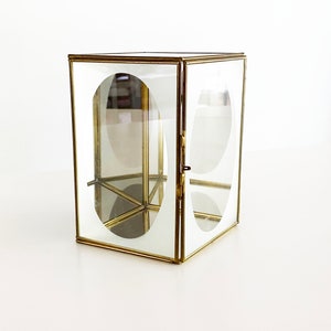 Vintage Messing & Glas Diamant Form Spiegel Curio Schrank | Etsy