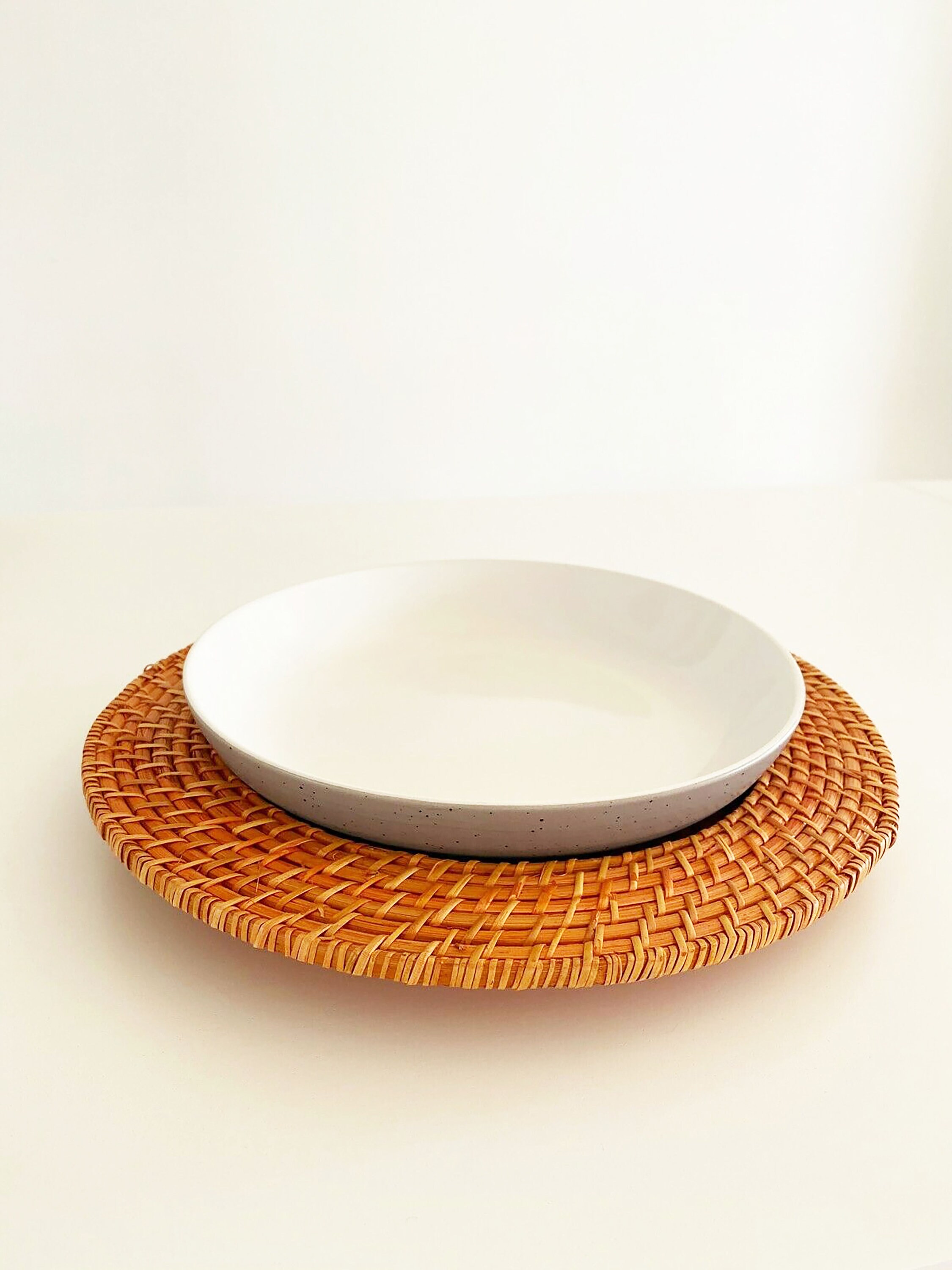 Vintage set van 4 geweven rotan laders rieten placemats in Etsy