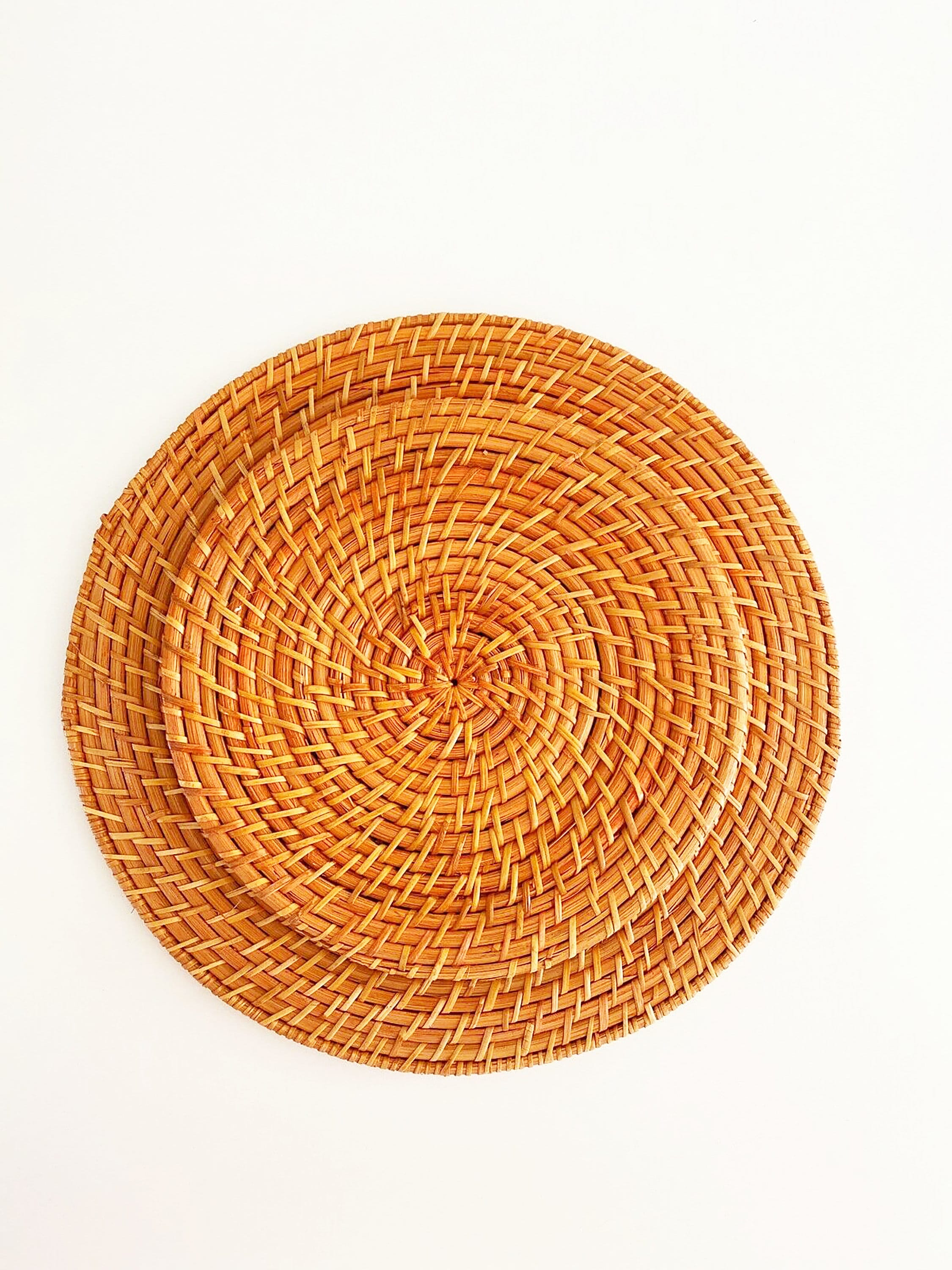 Vintage set van 4 geweven rotan laders rieten placemats in Etsy