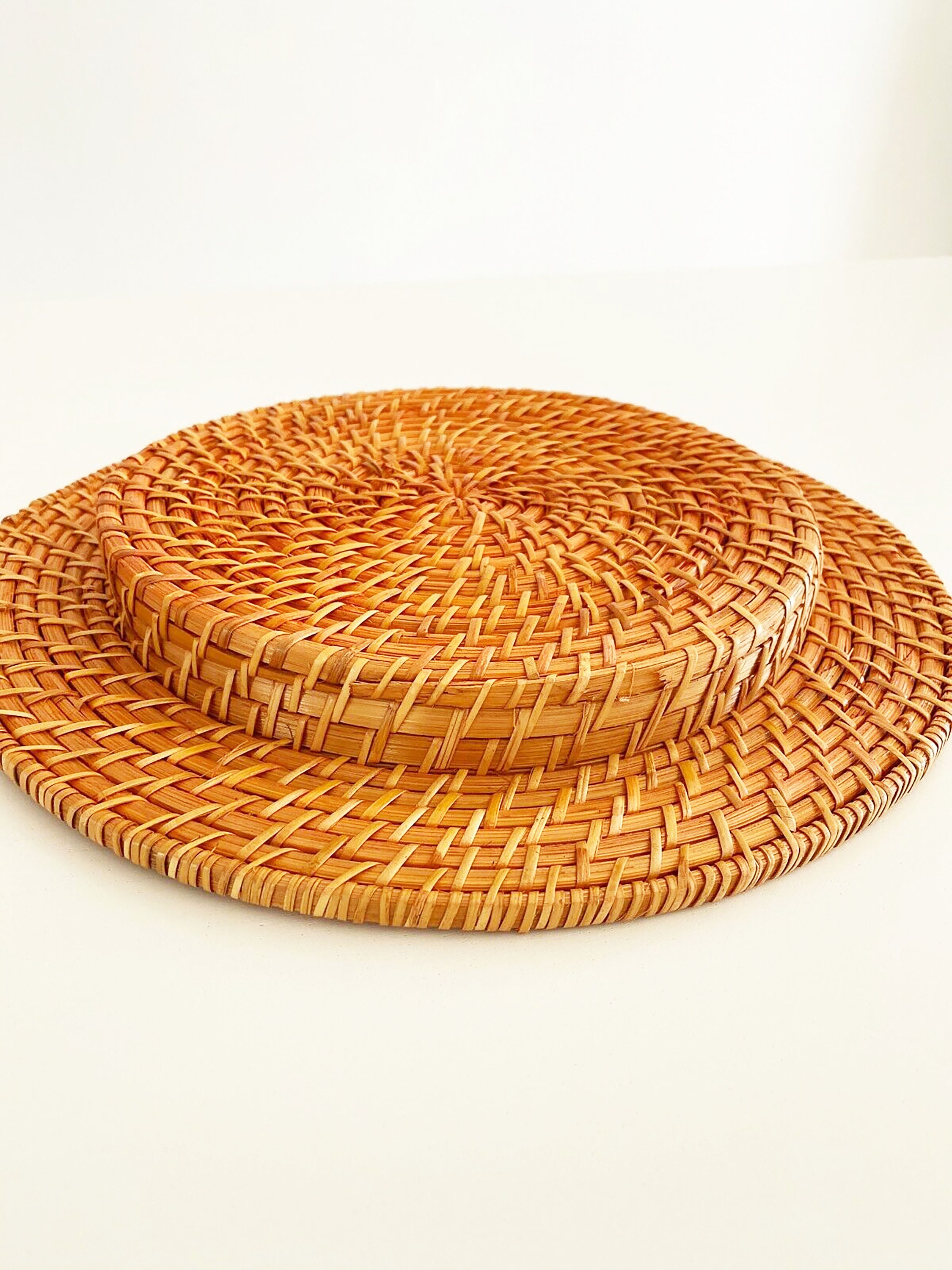 Vintage set van 4 geweven rotan laders rieten placemats in Etsy