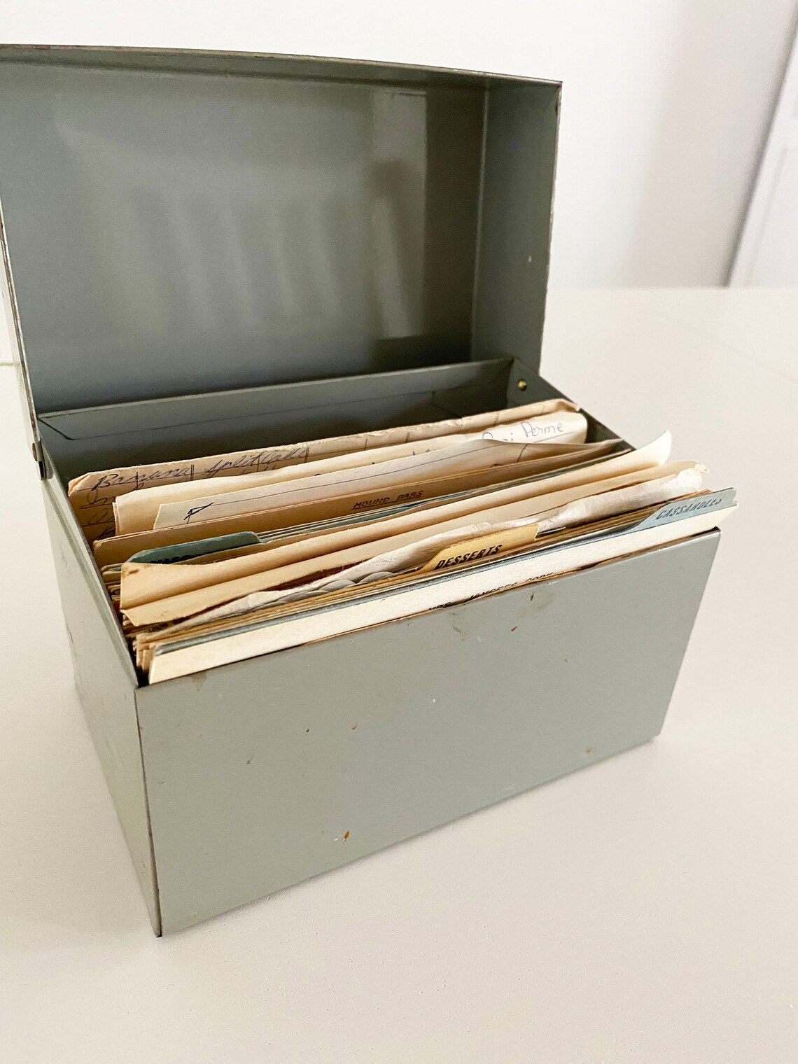 Vintage Metal Index Card Box Recipe Box Filled with Vintage Etsy
