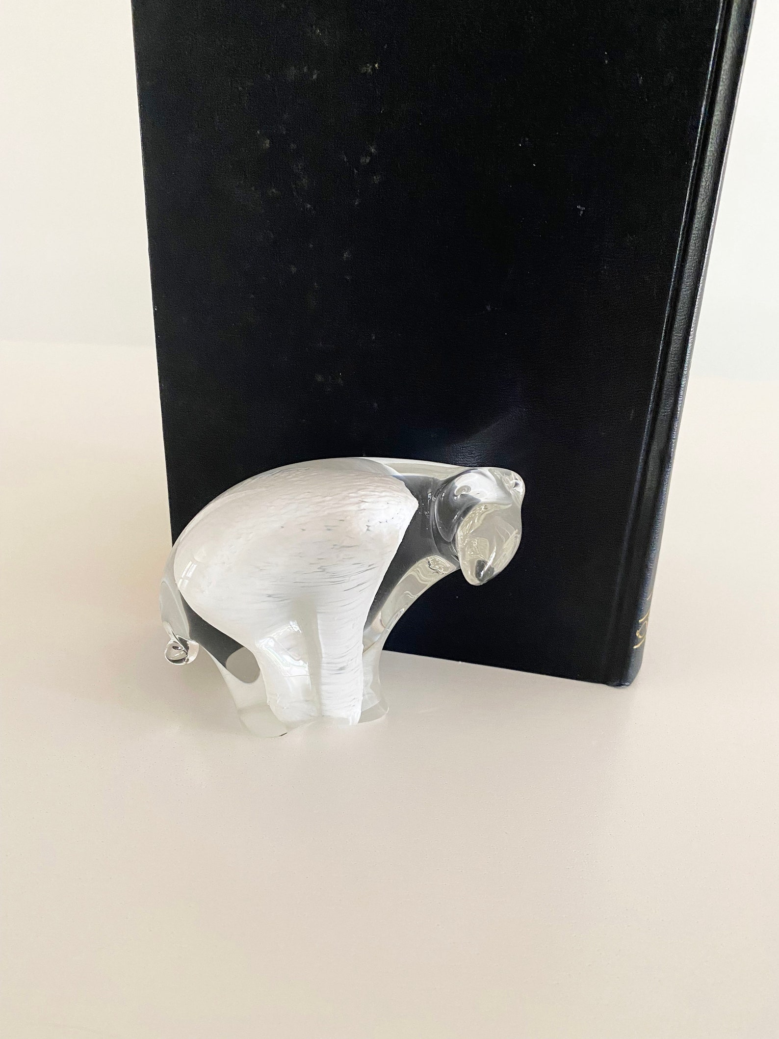 Vintage Glass Polar Bear Paperweight with White Whirling Etsy