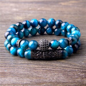 Landical 24-Pack Natural Stone Bead Bracelets – 8mm Tiger Eye & Lava Stretch Bracelets For Men & Women, Essential Oil Diffuser - View #11