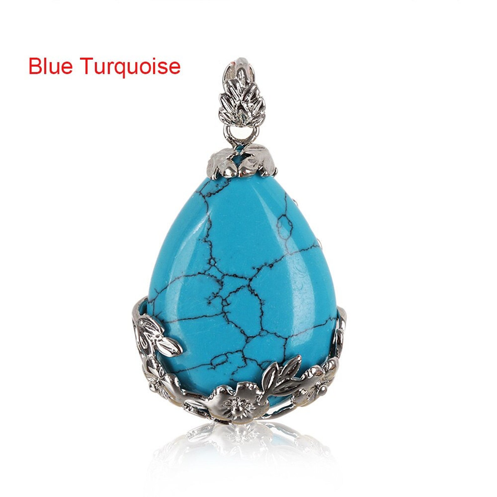 Natural Quartz Crystal Stone Teardrop Flower Healing Gemstone Pendant Necklace E - Foto 6