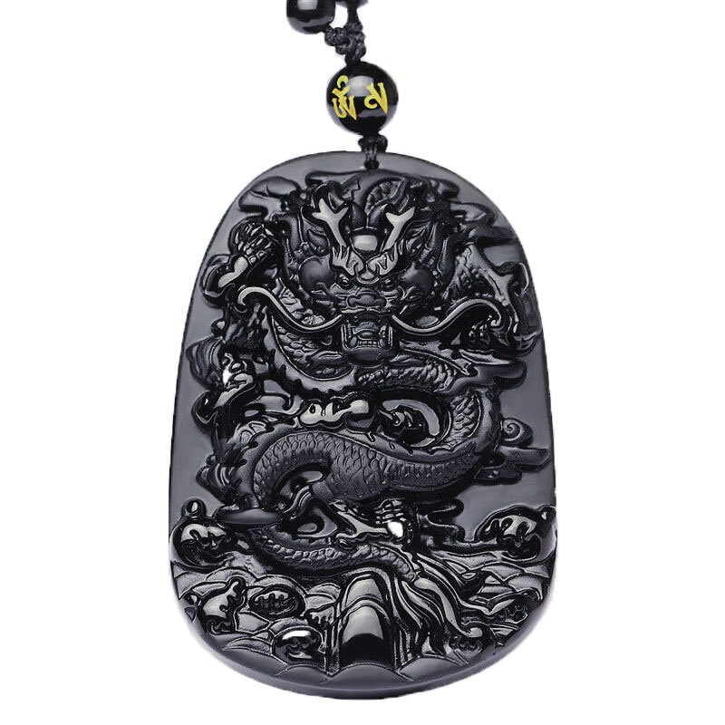 Black obsidian dragon pendant best sale