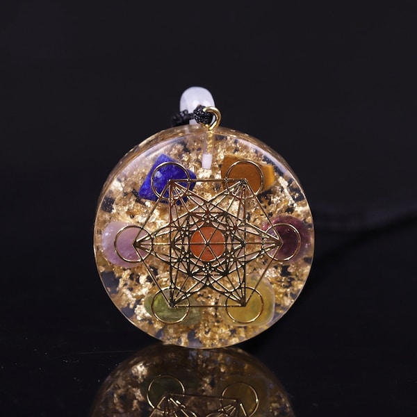 Orgone Pendant Rainbow Crystal Stones Chakra Reiki Healing Energy Generator EMF Radiation Protection Orgonite Necklace