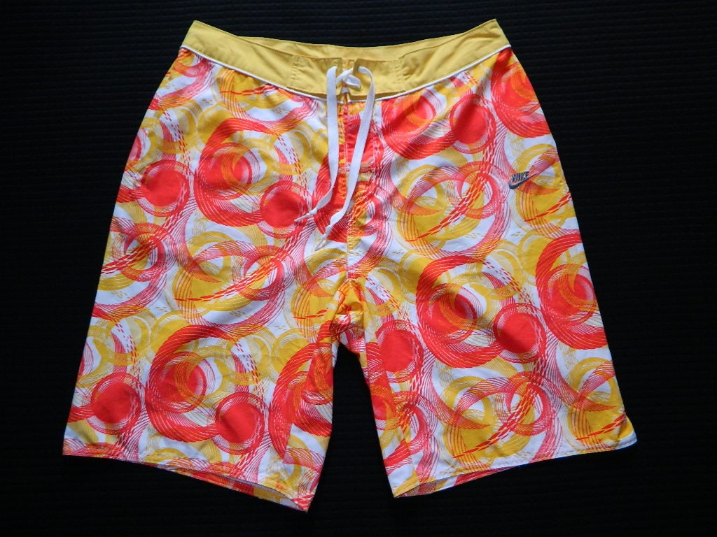 Y2K Mens Nike Board Shorts 32 Orange Yellow Swim Shorts Etsy