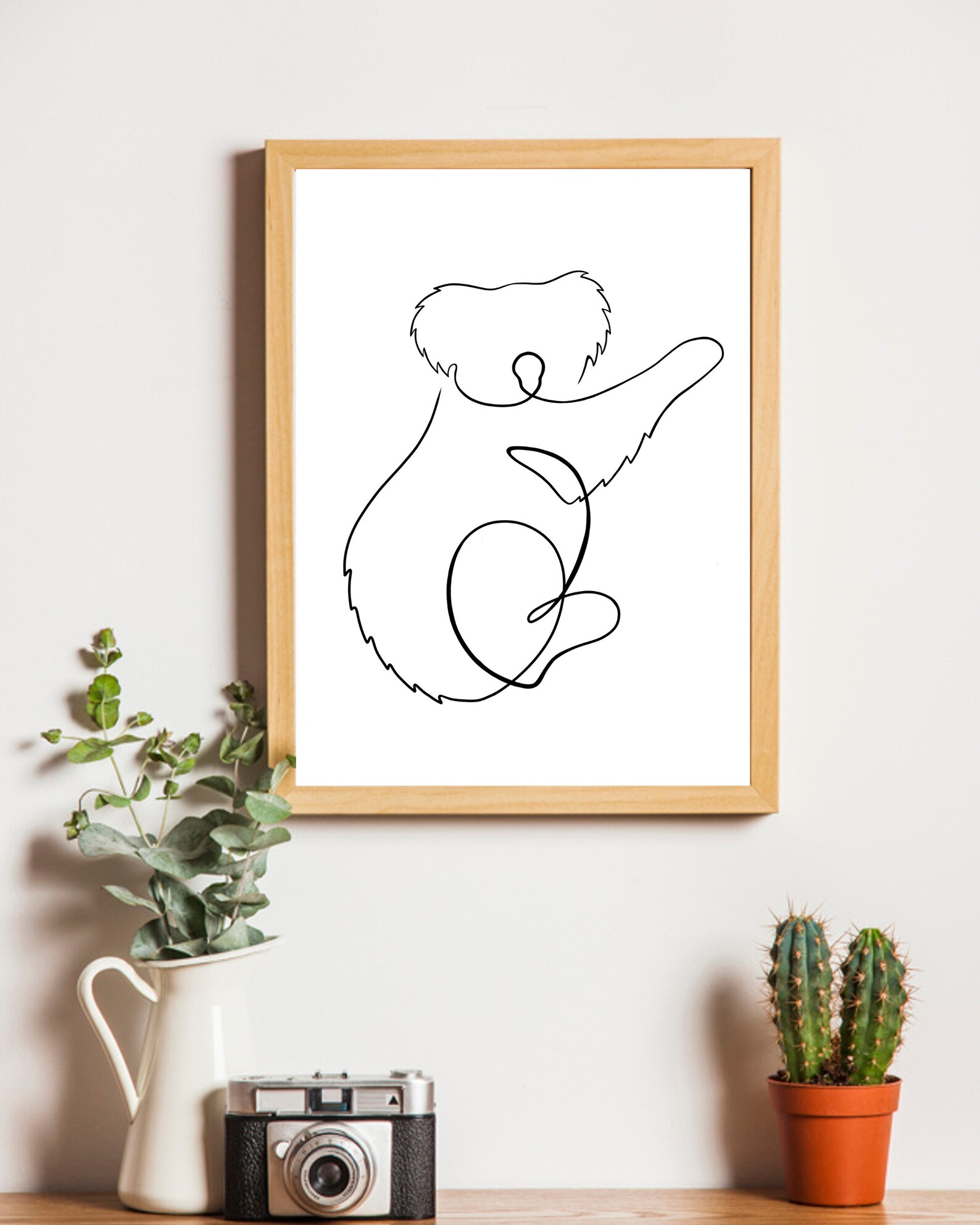 One Line Koala Bear Print Art Minimal Fine Art Koala Etsy